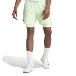 adidas Spodenki tenisowe Melbourne Heat Ready 2w1 (Krótki+Obcisły) 2024 jasna zieleń Mężczyźni